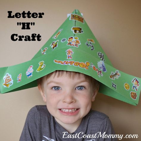 East Coast Mommy: Alphabet Crafts - Letter H Alphabet Hats Free Printable, Letter H Craft, H Craft, Letter H Activities, Letter H Crafts, Reading Crafts, Preschool Transportation, Sensory Gym, Fun Alphabet