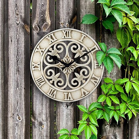 An outdoor clock adds a touch of functional decor to your back yard or patio, providing a timely and timeless addition to your outdoor living space. Creating an outdoor living space combines style, comfort, and convenience in the great outdoors of your own backyard. Adding an outdoor wall clock helps to keep you on track, ...  Read More Visit Art & Home for all the best home & garden tips, tricks, inspiration, and more. Large Outdoor Clock, Outdoor Wall Clocks, Clock Tattoo Design, Outdoor Clock, White Clocks, Oversized Wall Clock, La Crosse, Round Clock, Functional Decor