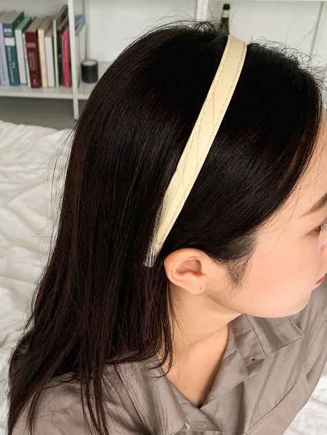 White Casual   PU Leather Plain Wide Headband Embellished   Women Accessories Minimalist Headband, Eye Facts, Leather Headband, Pink Preppy, Headband Women, Embellished Headbands, Leather Headbands, Wide Headband, White Casual