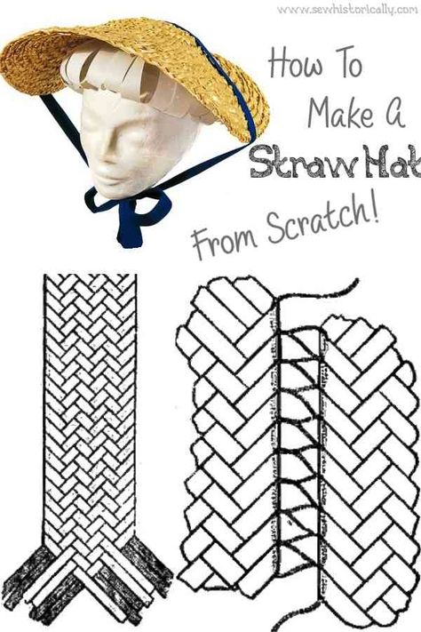 Make A Straw Hat, Straw Hat Diy, Loom Knitting Stitches, Straw Crafts, Mad Hat, Invisible Stitch, Rigid Heddle Weaving, Hat Tutorial, The Victorian Era