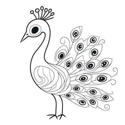 Peacock Line Art, Peacock Outline, Line Art Colorful, Peacock Sketch, Peacock Vector, Art Outline, Peacock Drawing, Peacock Images, Digital Decorations