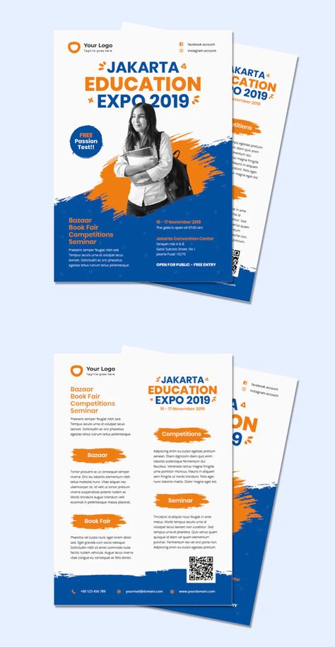 Education Flyer Design InDesign AI, EPS, PSD, INDD Flyer Design Education, Flyer Layout Design Inspiration, Business Flyers Designs, Educational Flyer Design, Flyer Design Inspiration Creative Ideas, Library Poster Design, Education Brochure Design, Flyers Design Ideas, Leaflet Design Ideas