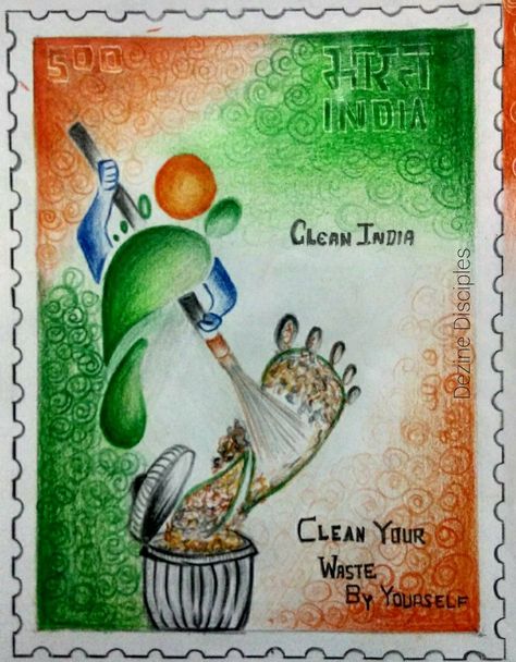 Clean India Garbage Free India Drawing, Clean India Green India Poster Making, Swachata Pakhwada Drawing, My Clean India Painting, Swach Bharat Poster Design, Swachhta Hi Seva Poster, Poster On Clean India, Plastic Free India Poster Drawing, Quit India Movement Posters Drawing