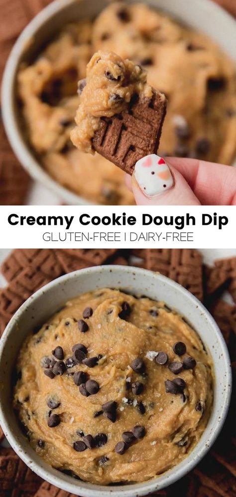 Dairy Free Dessert Dip, Dip Dairy Free, Dairy Free Cookie Dough, Chocolate Chip Cookie Dough Dip, Cookie Dough Dip Recipe, Chocolate Chip Dip, Gluten Free Cookie Dough, Dairy Free Dips, Dessert Dip Recipes