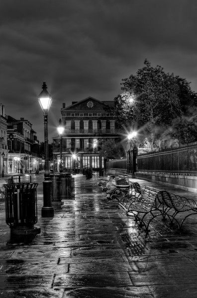 Jackson Square - New Orleans by Edith Levy Photography New Orleans Jackson Square, Jackson Square New Orleans, Jackson Square, Black And White Photography, Lamp Post, New Orleans, Black White, Black And White, Square