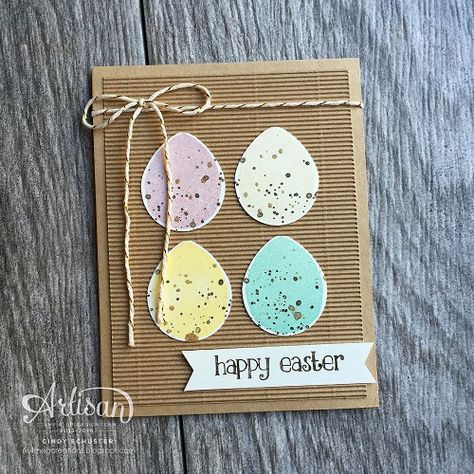 photo 1 Diy Easter Cards, Easter Cards Handmade, Speckled Eggs, Clay Stamps, Happy Easter Card, Handmade Stamps, Easter Art, Spring Cards, Easter Greetings