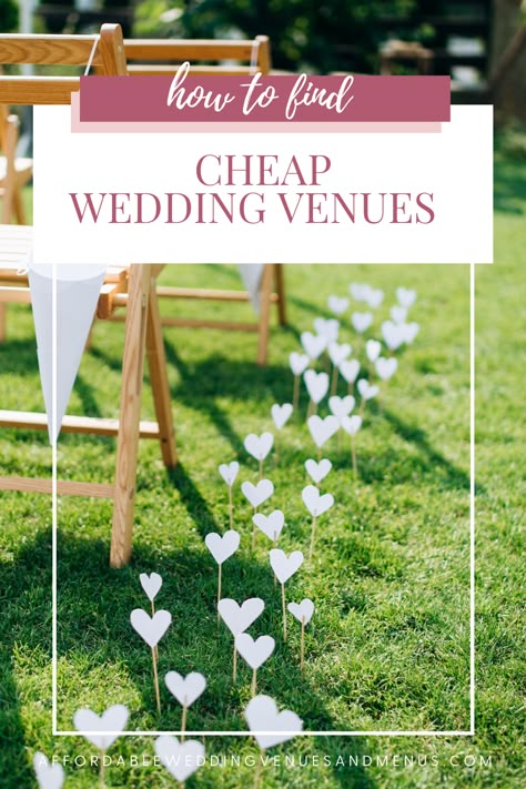 outdoor wedding ceremony chairs and decor Wedding Menu On A Budget, How To Find Cheap Wedding Venues, Cheap Garden Wedding Ideas, Wedding Venue Budget, Inexpensive Wedding Arch Ideas, Minimalist Wedding Ideas On A Budget, Wedding Venues On A Budget, Cheap Venue Ideas Wedding, Creative Wedding Venue Ideas