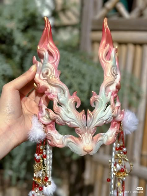 Masquerade Mask Aesthetic, Fancy Mask, Rabbit Mask, Party Costumes, Anime Halloween, Cool Masks, Peach Blossom, Masks Art, Festival Makeup