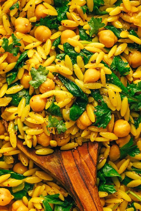 Chickpea Orzo Recipes, Orzo Peas, Lemony Orzo, Orzo Recipes, Gimme Some Oven, Small Pasta, Chickpea Recipes, Vegetarian Dinner, Meatless Meals