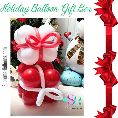 Christmas Balloon Gift, Balloon Colors, Holiday Balloons, Balloon Box, Balloon Kits, Presents Christmas, Diy Balloon, Balloon Arrangements, Christmas Balloons