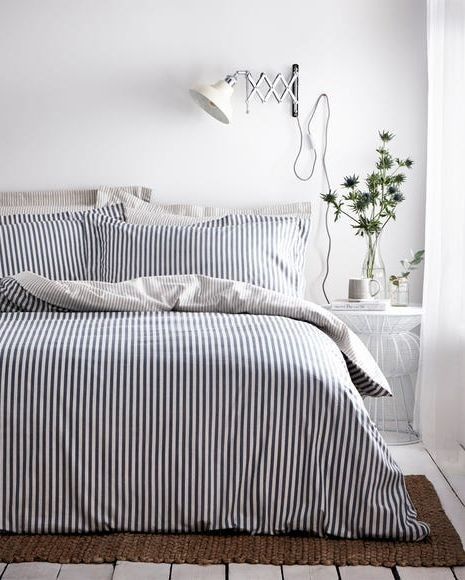 Navy Duvet, Letto King Size, 100 Cotton Duvet Covers, Reversible Bedding, Striped Duvet, Striped Duvet Covers, Reversible Duvet Covers, Bed Sets, Bed Linen Sets