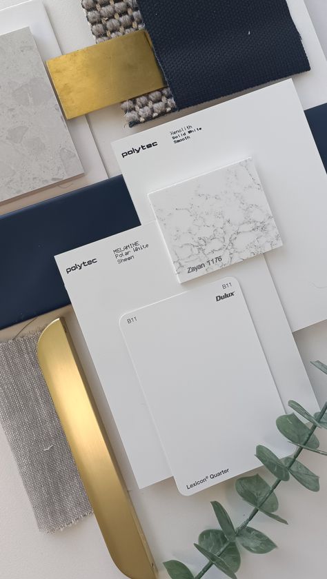 navy & gold classic flat lay Navy Mood Board Inspiration, Interior Design Mood Board Navy Blue, Colour Palette With Navy Blue, Navy And Gold Home Decor, Luxury Nautical Interior, Navy Blue Mood Board Aesthetic, Mood Board Inspiration Interior Design, Navy And White Bathroom Ideas, Nautical Office Design