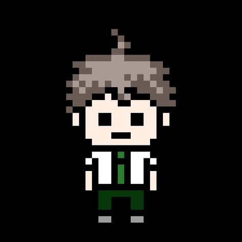 Hajime Hinata Sprites, Pixel Sprites, Hajime Hinata, Pixel Art Grid, Danganronpa, App Icon, Pixel Art, Vault Boy, Mario Characters