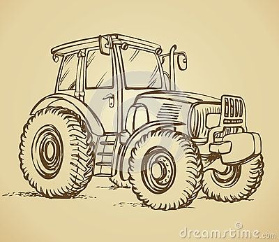 Tractor. Vector drawing Farmer Background, Tractor Tattoo, Tractor Vector, Tractor Drawing, Tractor Art, Pyrography Patterns, Automotive Illustration, Background Cartoon, 3d Art Drawing