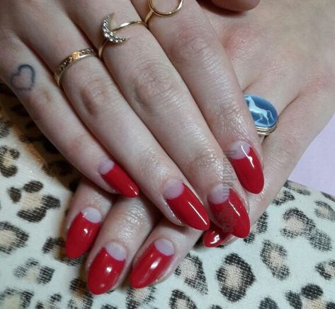 Shellac Gel Nails, Half Moon Manicure, Gel Nails Long, Half Moon Nails, Moon Manicure, Nails Shellac, Islington London, Half Moons, Retro Nails