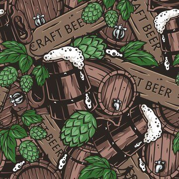 Hops Illustration, Beer Wallpaper, Bar Beer, Beer Art, Beer Brewery, Mural Wall, Mural Wall Art, Illustrations And Posters, Bar Design