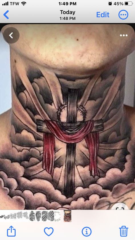 Angle Tattoo For Men, Neck And Throat Tattoos Men, Cross Tattoo Neck, Clock And Rose Tattoo, Angle Tattoo, Full Neck Tattoos, Mens Body Tattoos, Best Neck Tattoos, Tattoos Infinity