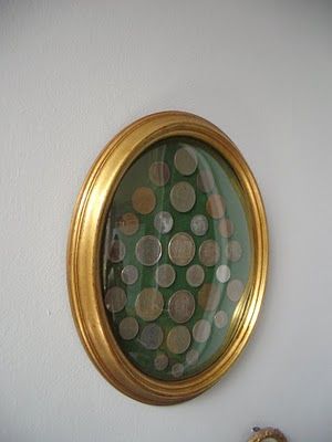 old coins in a neat frame.  now i know how to display my coins! Coin Frame Display Ideas, Old Coins Craft Ideas, Coin Display Ideas, Old Coins Craft, Coin Collection Display, Coin Frame, Coin Crafts, Pallet House, Travel Crafts