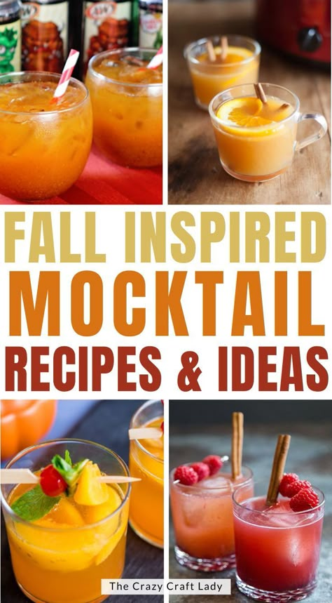 Fall Brunch Beverages, Fall Virgin Cocktails, Fall Drinks Mocktail, Harvest Drinks, Fall Sangria Mocktail, Fall Themed Mock Tails, Fall Wedding Drinks Non Alcoholic, Fall Wedding Mocktail Recipe, Best Mocktails For Fall