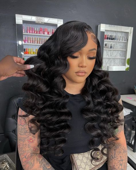 Hair Glamour, Frontal Wig Hairstyles, Ponytail Hairstyles Easy, Black Ponytail Hairstyles, Loose Waves Hair, Quick Weave Hairstyles, Instagram B, Dope Hairstyles, Front Lace Wigs Human Hair