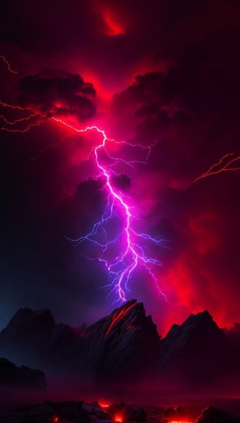 evil nature in black and red Purple And Red Wallpaper, Lyney Aesthetic, Red Purple Aesthetic, Red And Purple Aesthetic, Caroline Tattoo, Colorful Lightning, Heavens On Fire, Really Cool Backgrounds, Lightning Images