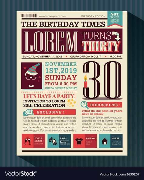 Card Design Layout, Newsletter Design Layout, Newsletter Design Templates, Birthday Party Card, Happy Birthday Card Design, School Newspaper, Newspaper Layout, Graphic Design Infographic, Infographic Poster