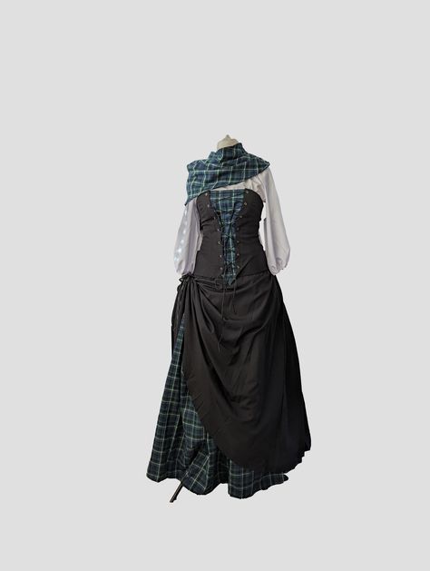 Outlander dress, Scottish highlands dress, plaid Georgian Dress, Scottish highlands 18th century, poldark, Highlander costume by TwirlingDresses on Etsy Traditional Scottish Dress For Women, Scottish Aesthetic Outfit, Scottish Highlands Outfit, Scottish Dress For Women, Scottish Traditional Dress, Traditional Scottish Dress, Outlander Dress, Scottish Outfit, Steam Punk Halloween