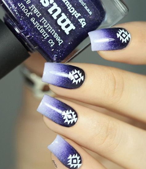 12 Majestic Purple Nail Designs To Try This Weekend Aztec Nail Designs, Aztec Nail Art, Christmas Sweater Nails, Easy Diy Nail Art, Indian Nails, Aztec Nails, Nail Art Diy Easy, Acrylic Nail Polish, Boho Nails