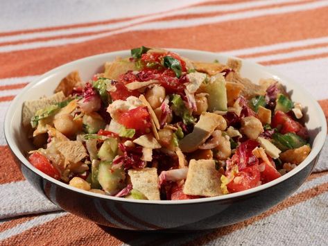 Crispy Pita Salad, Michael Symon Recipes Food Network, Michael Symon Recipes, Pita Salad, Dressing Vinaigrette, Lettuce Recipes, Radicchio Salad, Michael Symon, Salads Recipes