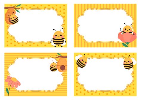 Printable Bee Name Tags Bee Labels Printables Free, Bee Name Tags Free Printable, Bee Name Tags, Bee Stationary, Name Tags Printable, Bee Tags, Free Label Templates, Bee Themed Classroom, Bee Classroom