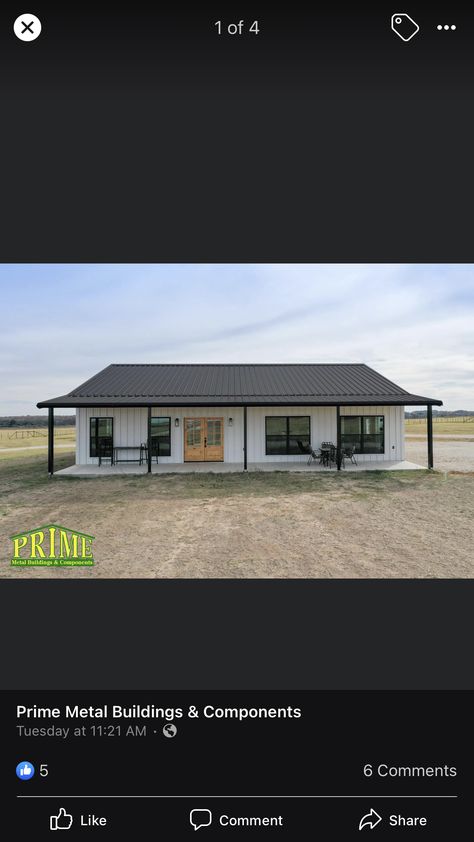 Pole Barn Houses, Barndominium Front Porch Metal Buildings, Small Pole Barn Homes Simple Floor Plans, Simple Pole Barn Homes, 2 Bed 1 Bath Barndominium With Shop, Barndominiums On A Budget, Barndo With Carport, Simple Barndominium Ideas, Small Metal Building Homes