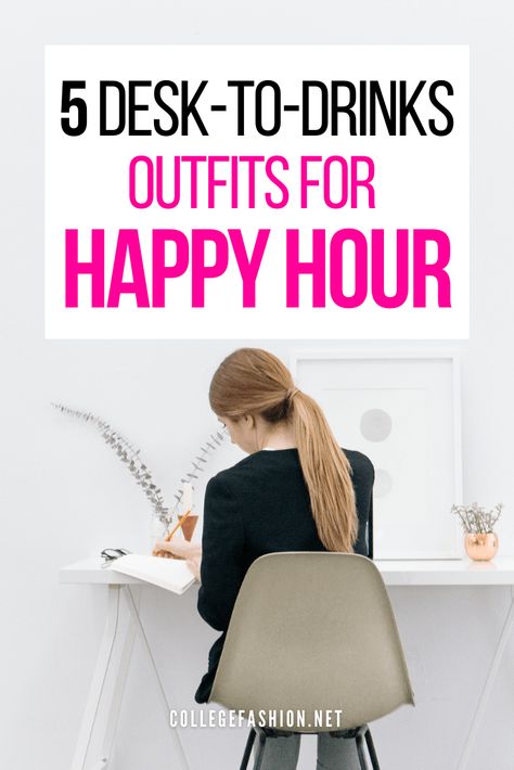 5 Desk-to-Drinks Outfits for Happy Hour - College Fashion Happy Hour Casual Outfit, Coworker Dinner Outfit, Office To Drinks Outfit, Office Drinks Outfit, Work Breakfast Outfit, Business Casual Happy Hour Outfit, Desk To Dinner Outfit, After Work Happy Hour Outfit Winter, Outfit For Happy Hour