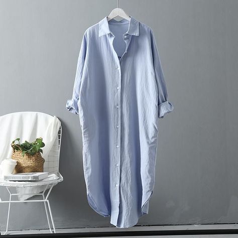 d9731321ef4e063ebbee79298fa36f56desc45754360ri Long White Shirt Dress, Long White Shirt, Outer Women, White Shirts Women, White Long Sleeve Shirt, Loose Outfit, Long Shirt Dress, White Shirt Dress, Women Shirts Blouse