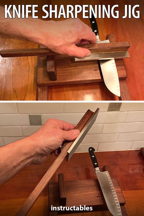 Diy Knife Sharpener, Knife Sharpening Jig Diy, Knife Sharpening Jig, Sharpening Knives, Woodshop Tools, Best Knife Sharpener, Diy Leather Wallet, Food Tool, Diy Knife