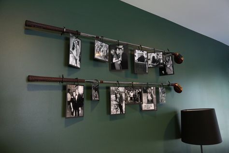 Golf Club Decorating Ideas, Golf Room Design, Golf Themed Basement, Golf Inspired Decor, Golf Clubhouse Decor, Golf Office Ideas, Golf Decorating Ideas Man Caves, Golf Themed Office Home Decor, How To Hang Golf Clubs On The Wall