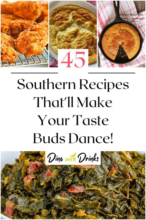 Collage of 4 southern recipes. Carolina Caviar Recipe, Best Southern Recipes, Southern Cooking Soul Food, Fish Biscuits, Cooking Soul Food, Southern Comfort Recipes, Southern Cooking Recipes, Classic Southern Recipes, Southern Dinner