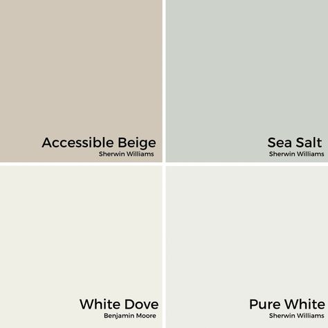 Accessible Beige Complimentary Colors, Accessible Beige Sherwin Williams, Sherwin Williams Accessible Beige, Sea Salt Paint, Sea Salt Sherwin Williams, Beige Cabinets, Greige Paint Colors, Accessible Beige, Beige Paint