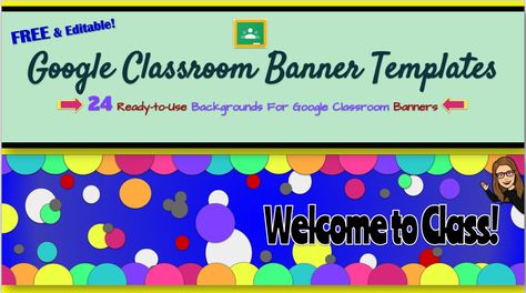 Did you know that you can create your own custom banners for your Google Classroom? Enjoy these 24 ready-to-use banners or make your own using the included template! This is a fun and easy way to personalize your Google Classroom - use a custom banner! The banners in this free, editable template were designed to intentionally have the text on the right hand side, so as not to be covered up by the Google Classroom title and information which is automatically on the left. Google Classroom Headers Free, Google Banner, Welcome To Class, Classroom Images, Free Teacher Resources, Folder Templates, Classroom Banner, Theme Template, Virtual School