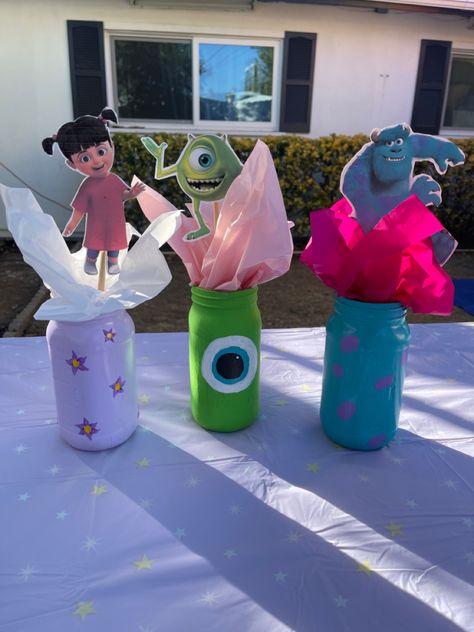 Monsters Ink First Birthday, Monsters Inc Centerpieces Diy, Monsters Inc Birthday Party Decorations, Monsters Inc Birthday Party Ideas Diy, Diy Monsters Inc Decorations, Boo Birthday Theme, Monsters University Party Ideas, Monsters Inc Birthday Party Ideas 3rd, Monster Inc Party Ideas Decoration