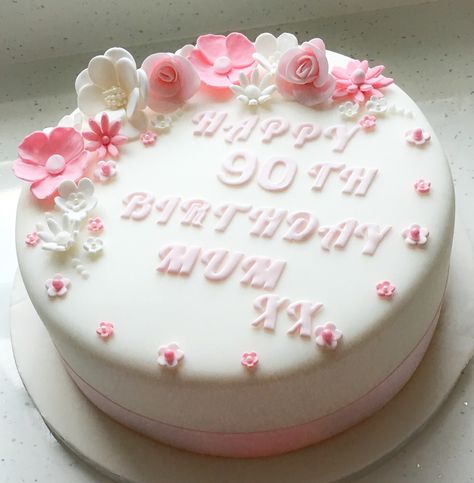 90th Birthday Cakes, Happy Birthday Cake Pictures, 80 Birthday Cake, Birthday Cake With Flowers, Pink Birthday Cakes, Birthday Cakes For Women, Cakes For Women, Pink Birthday, 90th Birthday