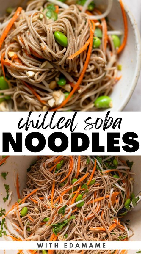 This vegan cold buckwheat noodles recipe with miso sesame dressing is the perfect dish for a light summer meal, easy side, sharing or meal prep. Buckwheat Noodle Recipes, Cold Buckwheat Noodles, Light Summer Meals, Soba Noodles Salad, Seasoned Rice Vinegar, Julienned Carrots, Buckwheat Noodles, Sesame Dressing, Sesame Sauce