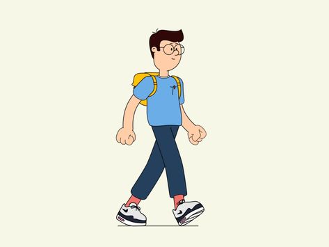 Airmax_dude_walkcycle-Final-DEF by Remy van der Winden Walking Cartoon Animation, Characters For Animation, Gojo Satoru Banner, Gif Manga, Walking Illustration, Animation Walk Cycle, Walking Out The Door, Walking Cartoon, Walking Gif