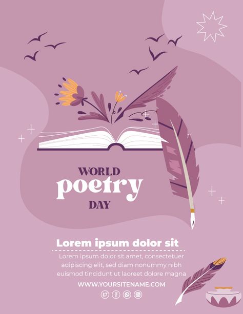 World Poetry Day Poster, Poetry Poster Design, Poetry Posters Design, Poetry Posters, World Poetry Day, Poetry Day, World Earth Day, Flyer Free, World Health Day