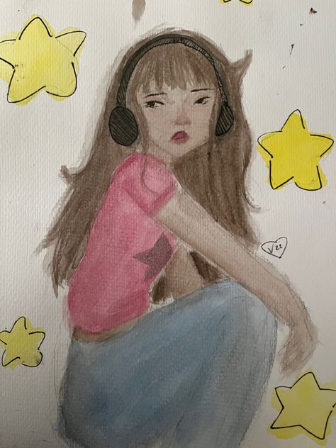 Watercolor Art Y2k, Sketch Y2k, Y2k Artwork, Y2k Watercolor, Drawing Ideas Watercolor, Doodle Bops, Awesome Drawing Ideas, Y2k Stars, Cool Sketch Ideas