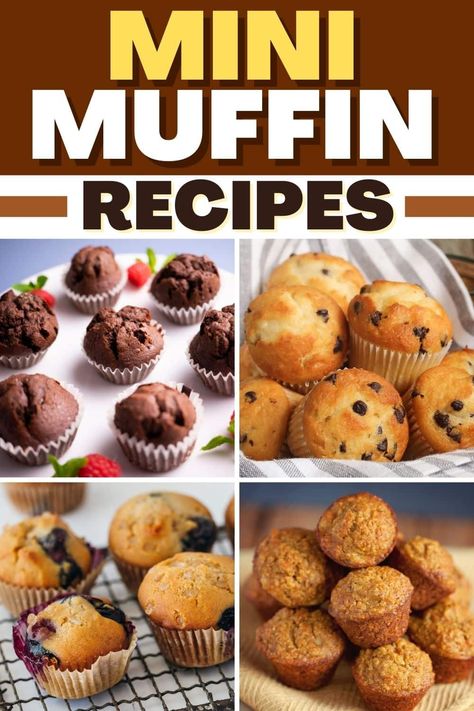 These mini muffin recipes are just too cute! From chocolate chip to blueberry to banana, your entire family will love these bite-sized muffins. Valentine Mini Muffins, Small Muffin Recipe, French Toast Mini Muffins, Banana Mini Muffins Healthy, Copycat Little Bites Mini Muffins, Lemon Blueberry Mini Muffins, Mini Muffins Recipes Easy, Cinnamon Sugar Mini Muffins, Double Chocolate Mini Muffins