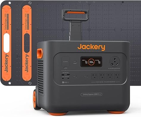 Jackery Solar Generator 2000 Plus 400W, 2042Wh LiFePO4 Battery 3000W Output, Portable Power Station with 2X200W Solar Panel, Fast Charging in 2H, Expandable for Outdoor RV Camping and Home Emergency Portable Power Station, Lifepo4 Battery, Solar Generator, Electronic Recycling, Ceiling Fan In Kitchen, Off Grid Living, Wall Outlets, Bath Fixtures, Rv Camping