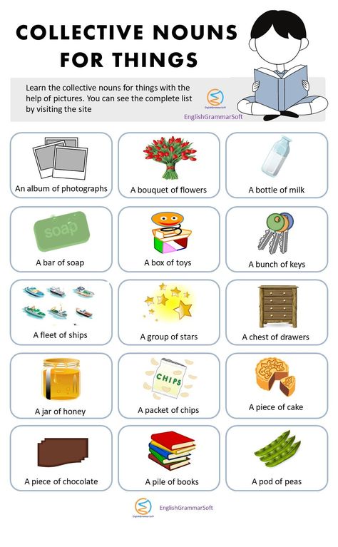 Collective Nouns for Things with Pictures Collective Nouns Activities, Nouns For Kids, Collective Nouns Worksheet, Kids Learning Charts, Congratulations Wishes, English Grammar Test, Nouns Activities, Language Arts Worksheets, Nouns Worksheet