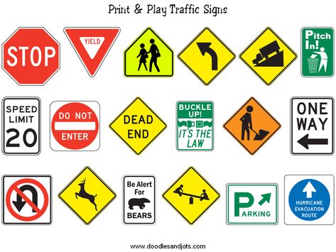 Printable+Road+Signs Safety Signs And Symbols, Montessori Trays, Flying Squirrels, Transportation Unit, Kindergarten Activity, Environmental Print, Theme Preschool, Transportation Preschool, Block Center