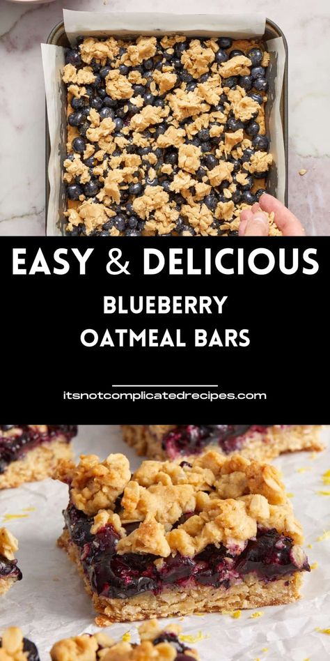 Healthy Oatmeal Bars, Easy Healthy Oatmeal, Easy Oatmeal Bars, Oatmeal Crust, Oatmeal Bars Healthy, Cranberry Cookies Recipes, Oatmeal Bars Recipes, Blueberry Bars, Oatmeal Breakfast Bars