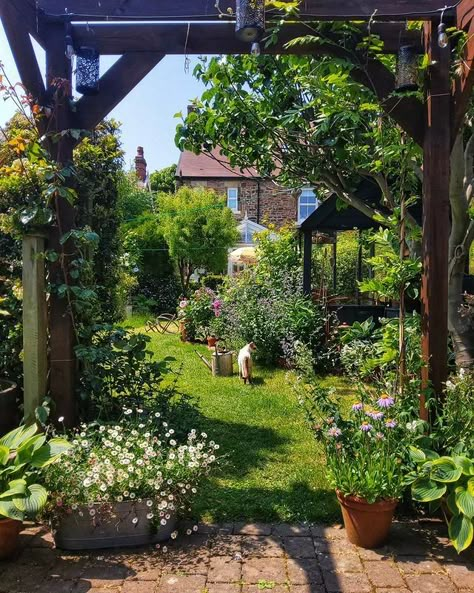 Townhouse Garden Design, Front Yard Aesthetic, Cottagecore Garden Aesthetic, Cottage Garden Aesthetic, Yard Aesthetic, Pretty Garden Ideas, Small Cottage Garden, Happy Thursday Everyone, Townhouse Garden